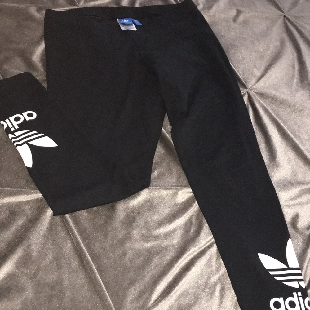 Adidas Trefoil Black Cotton leggings NWOT